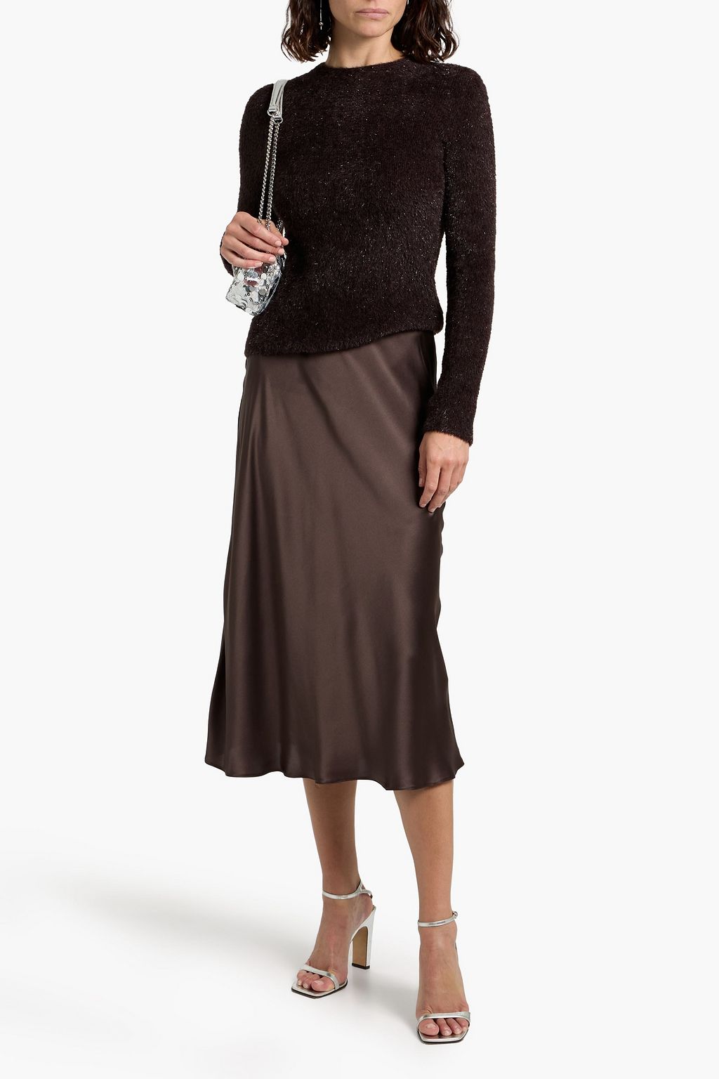 VINCE. Brushed knitted and tinsel sweater