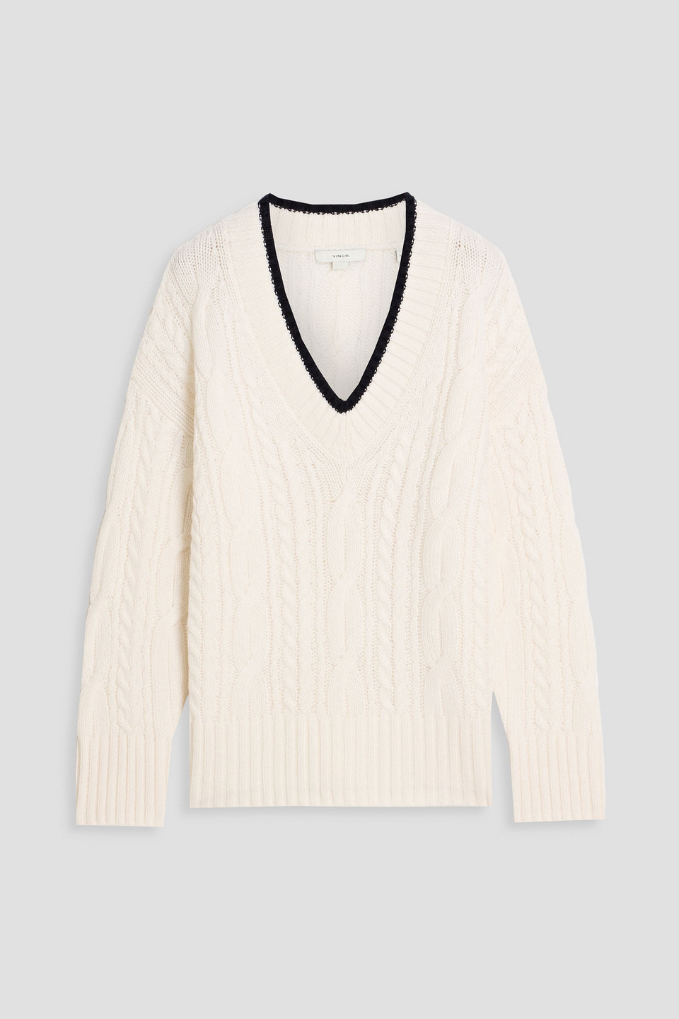 Vince Cable-knit Wool And Cashmere-blend Sweater In Neutral