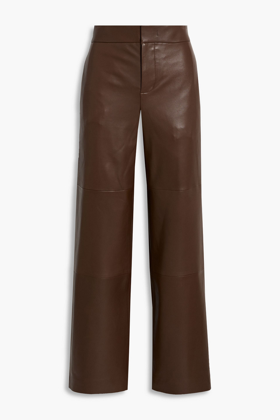 Vince Leather Wide-leg Pants In Brown