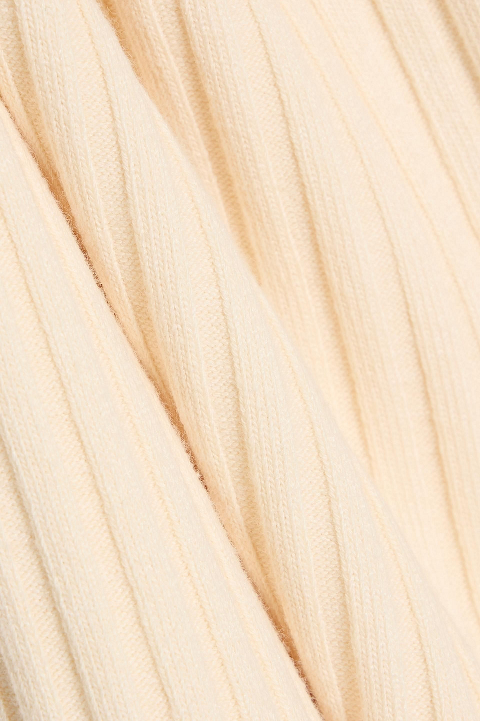 Vince Ribbed Cotton-blend Turtleneck Top In Neutral