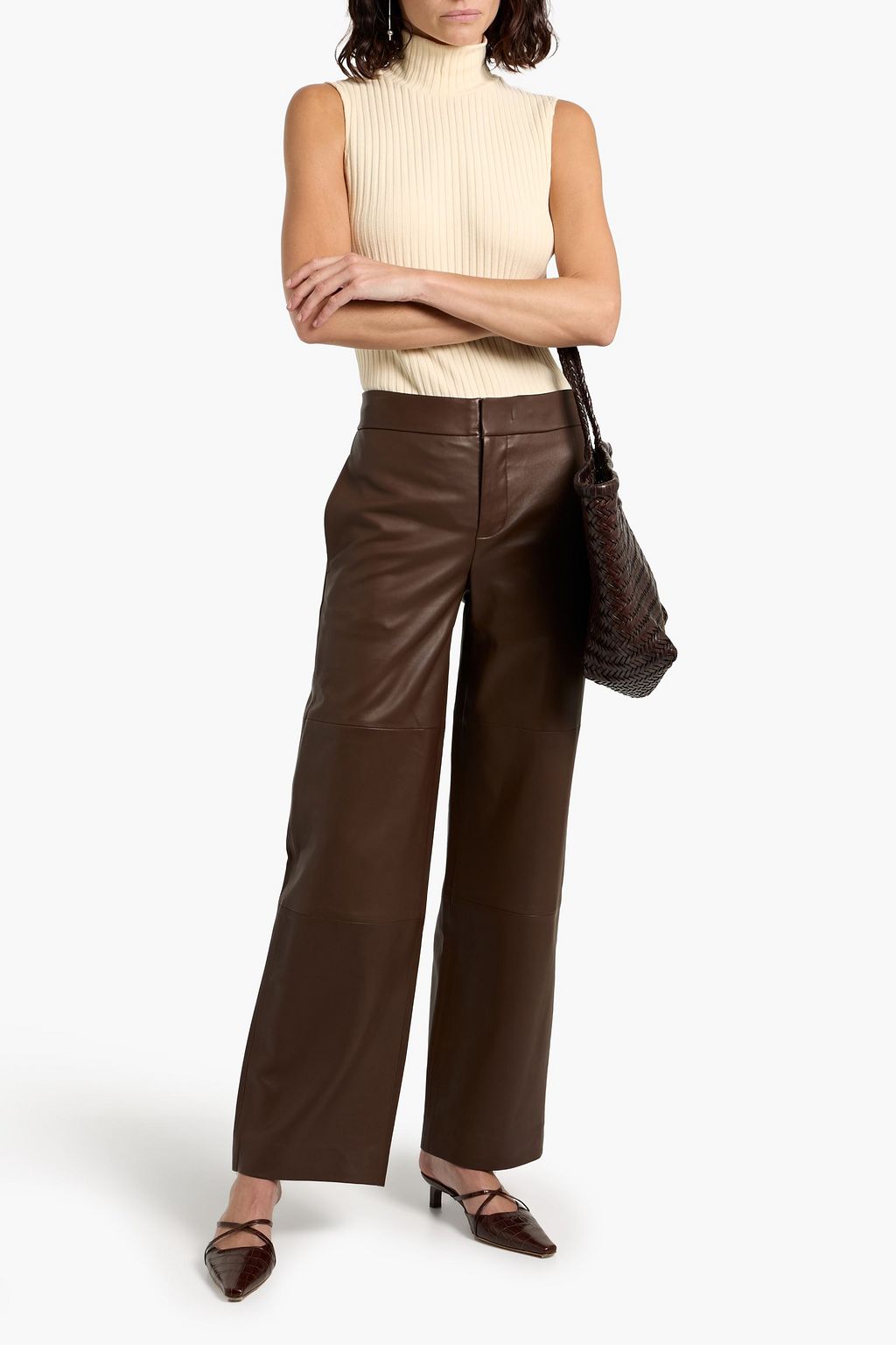 VINCE. Ribbed cotton-blend turtleneck top