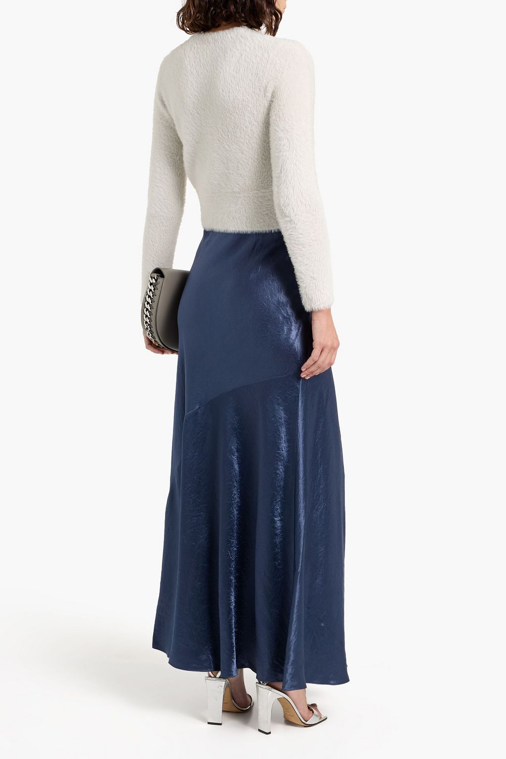 VINCE. Crinkled-satin maxi skirt