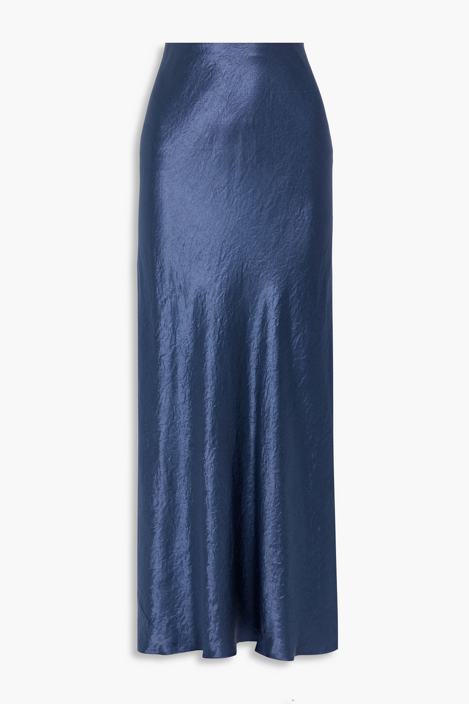 Vince Crinkled-satin Maxi Skirt In Blue