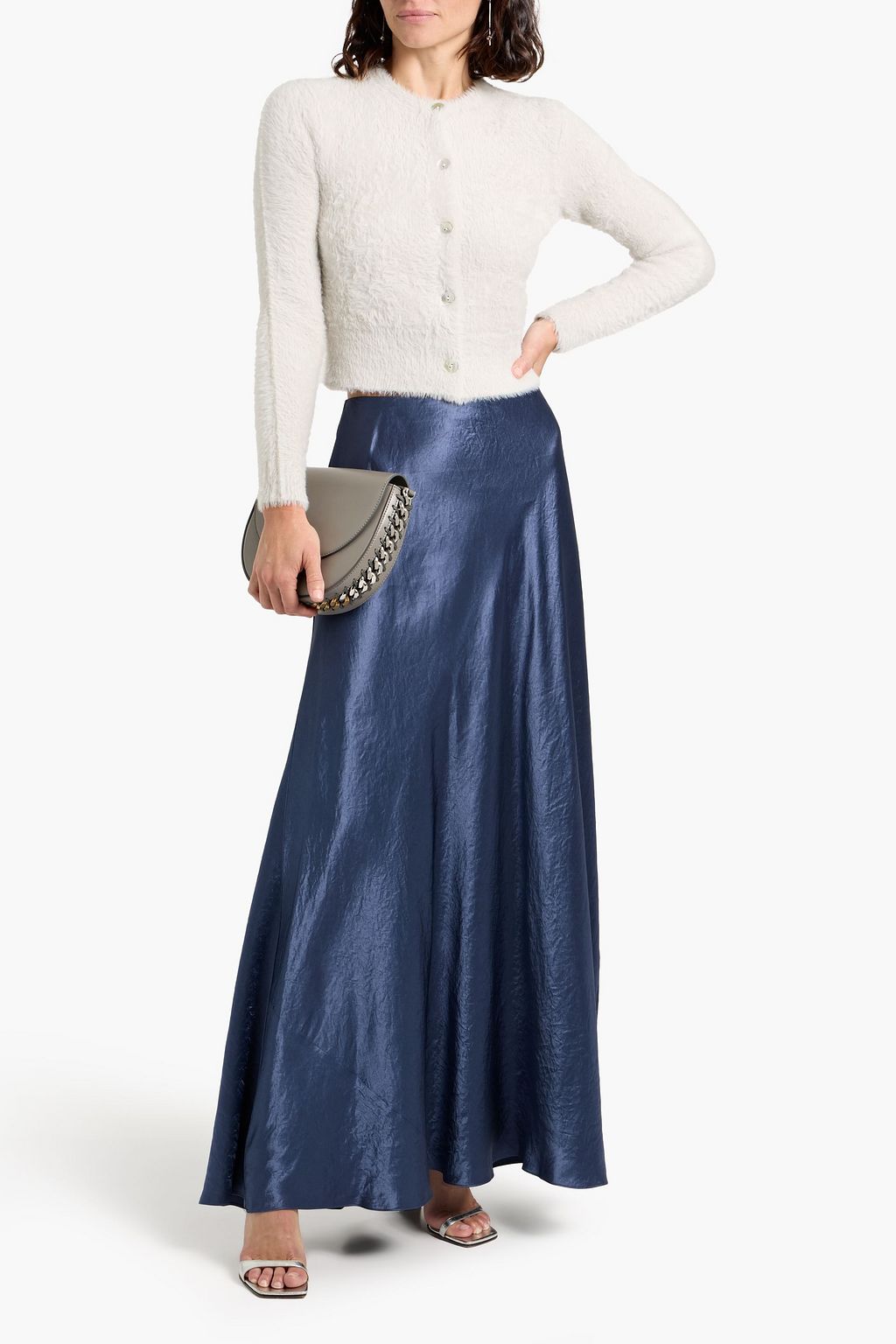 VINCE. Crinkled-satin maxi skirt