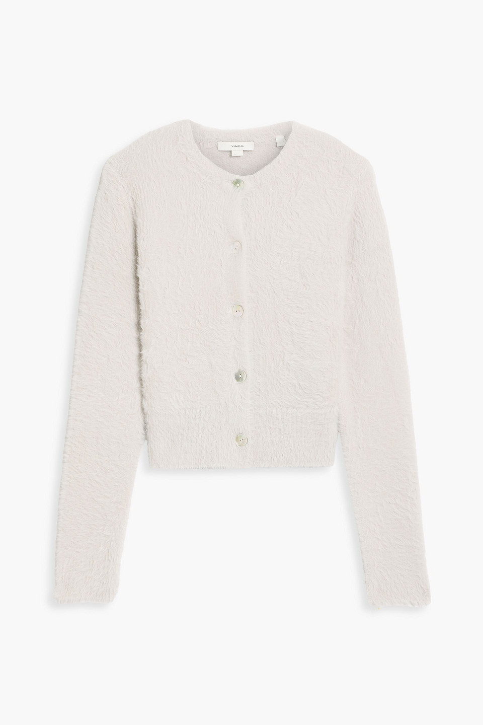 Vince Brushed Knitted Cardigan In Gray