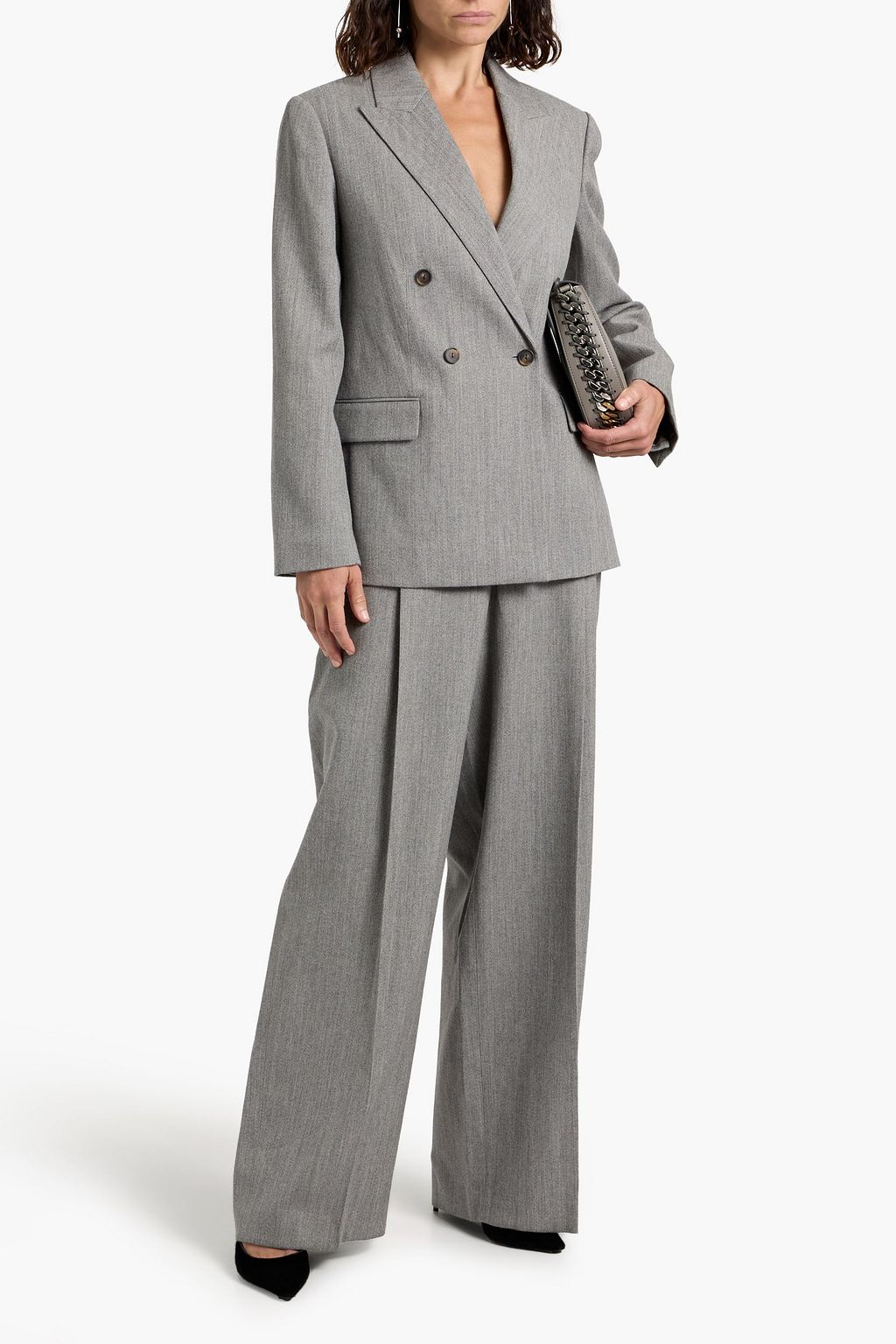 VINCE. Double-breasted wool-blend twill blazer