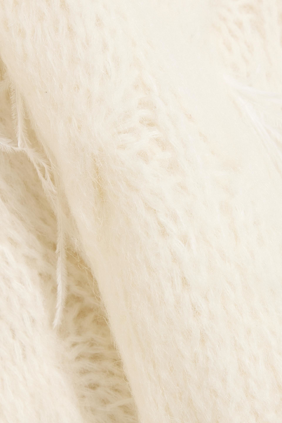 Vince Feather Embellished Cable Alpaca-blend Pullover In White