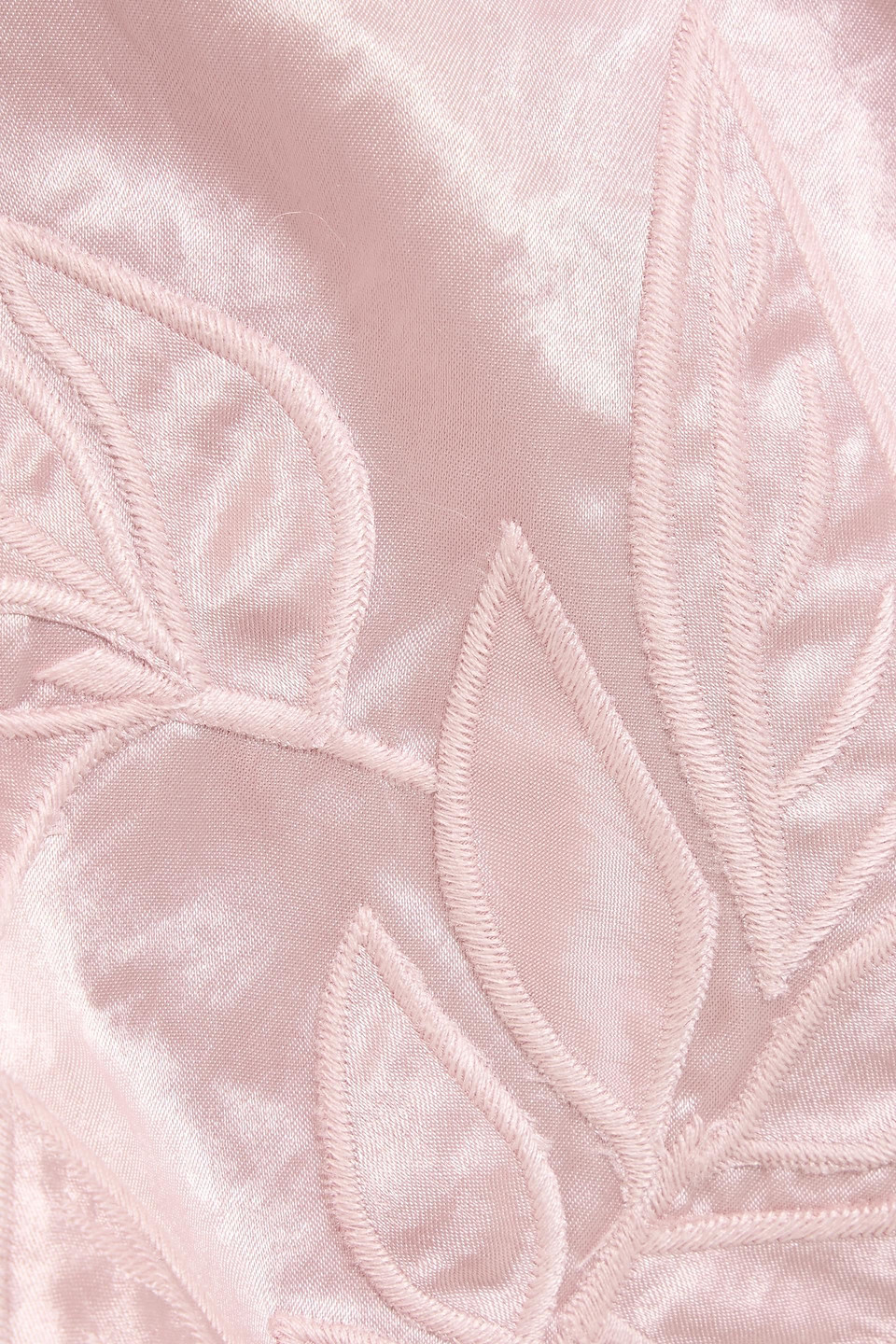 Vince Embroidered Satin Midi Skirt In Pink