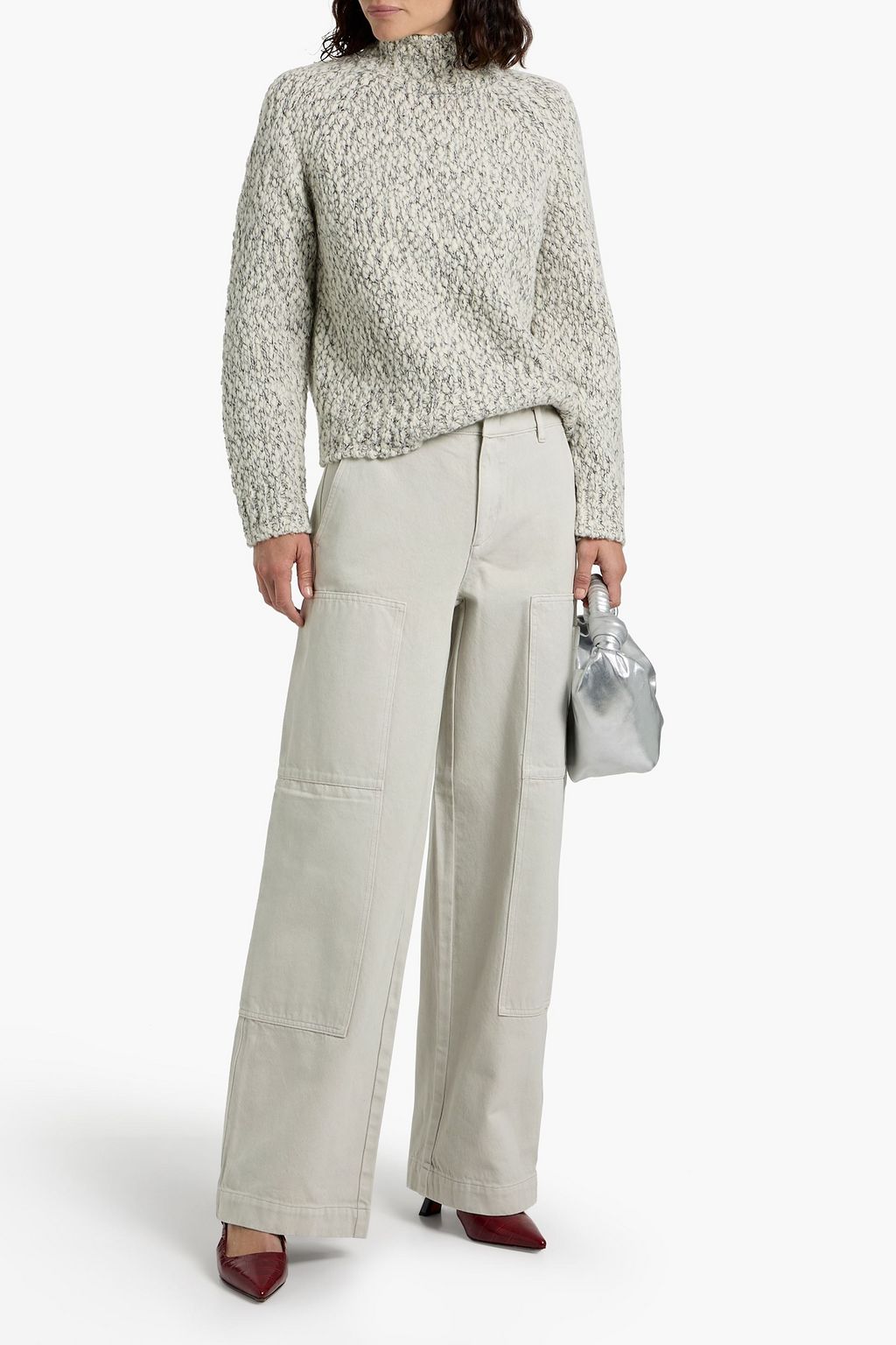 VINCE. クレープ クロップド テーパードパンツ ベルベットトリム