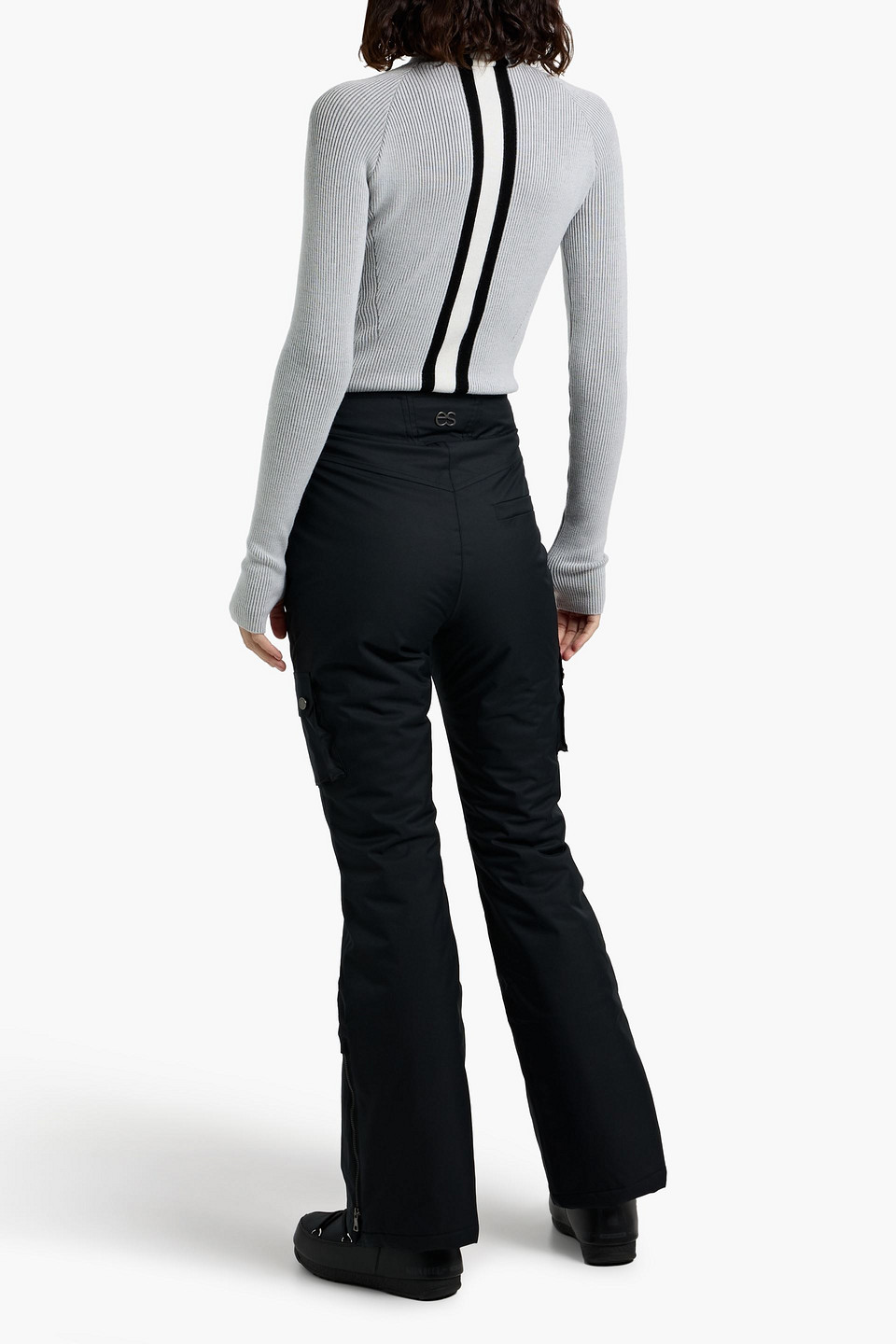 Cordova Soelden Striped Ribbed Merino Wool-blend Turtleneck Sweater In Gray
