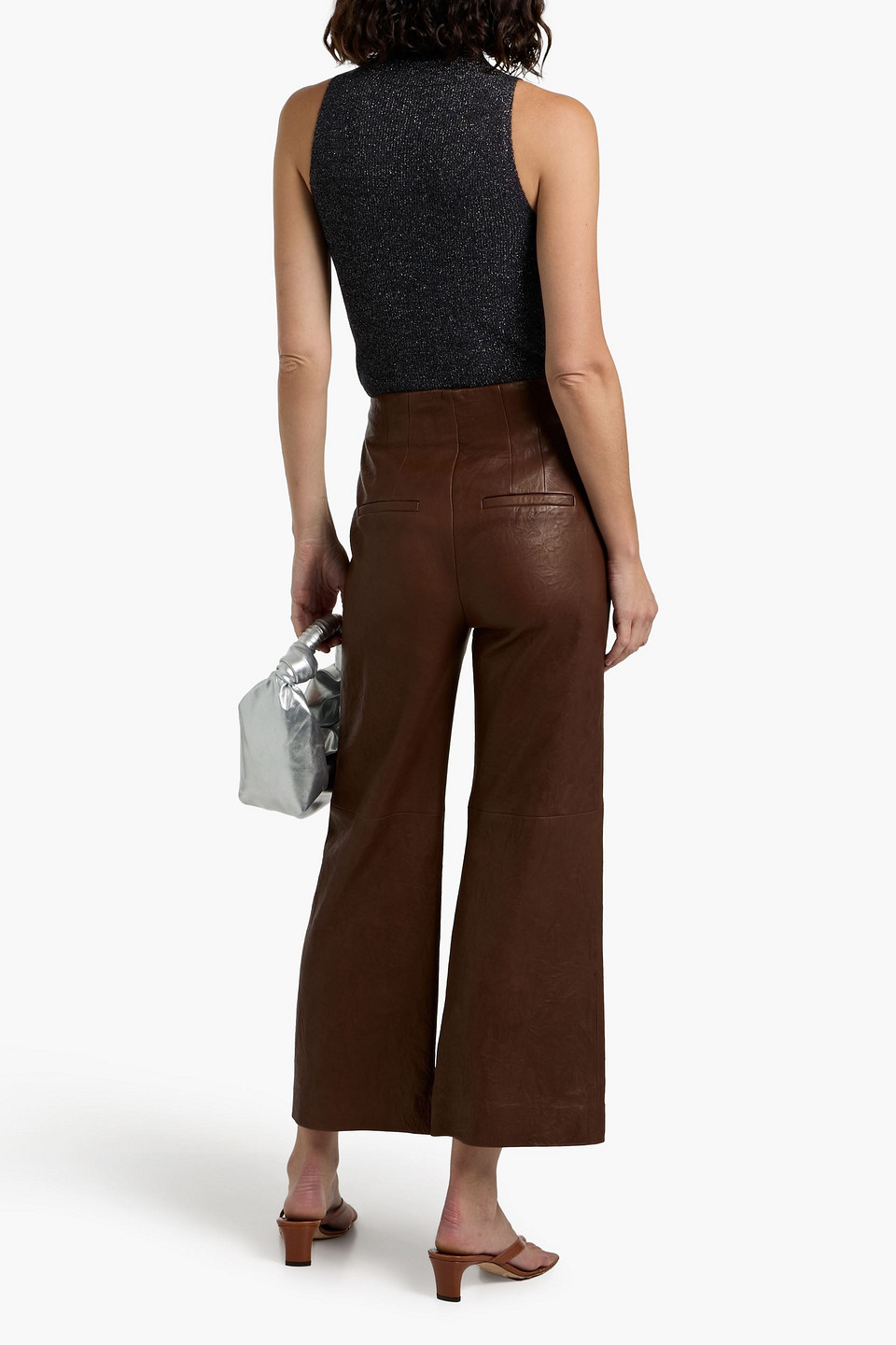 Vince Metallic Knitted Top In Black