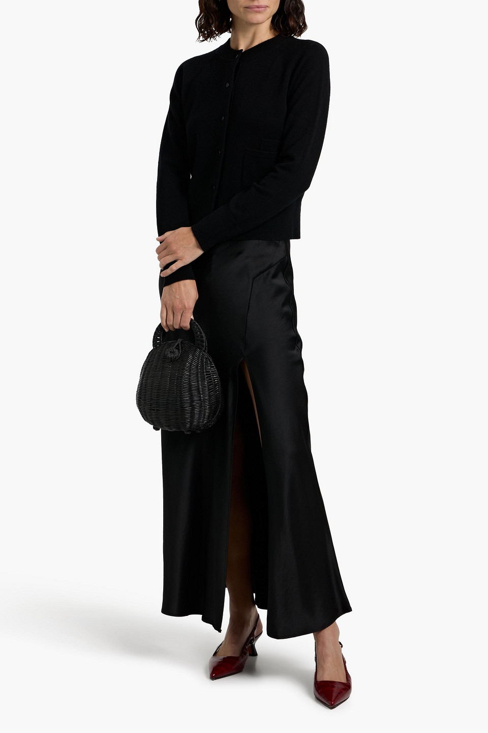 Vince Wool-blend Cardigan In Black