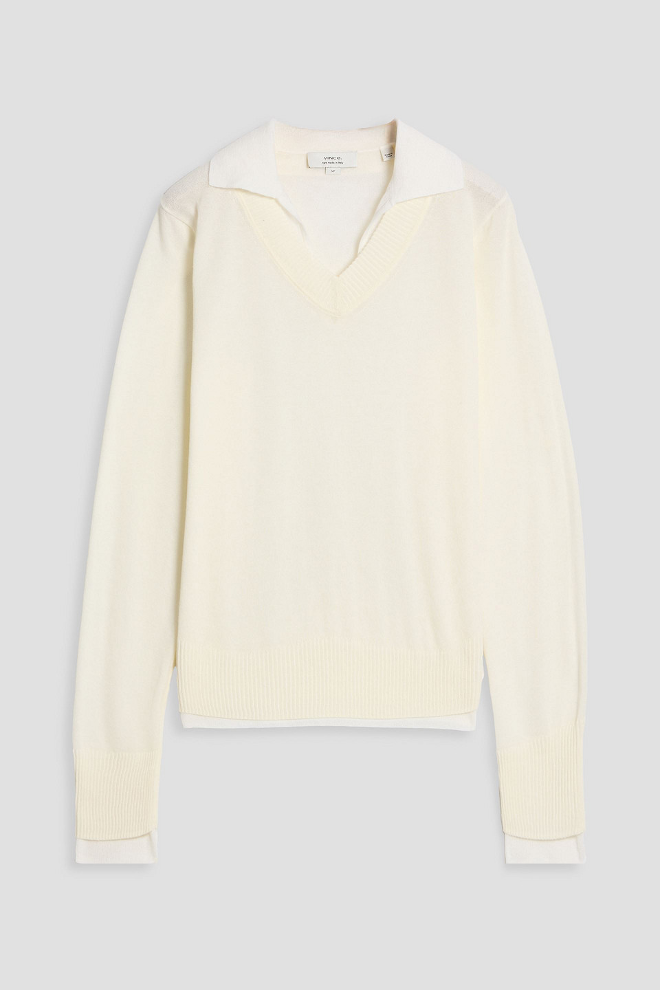 Vince Layered Cotton-blend Polo Sweater In Neutral