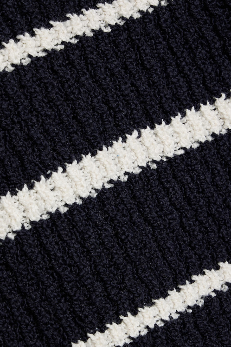 Vince Striped Ribbed Cotton-blend Sweater In Blue