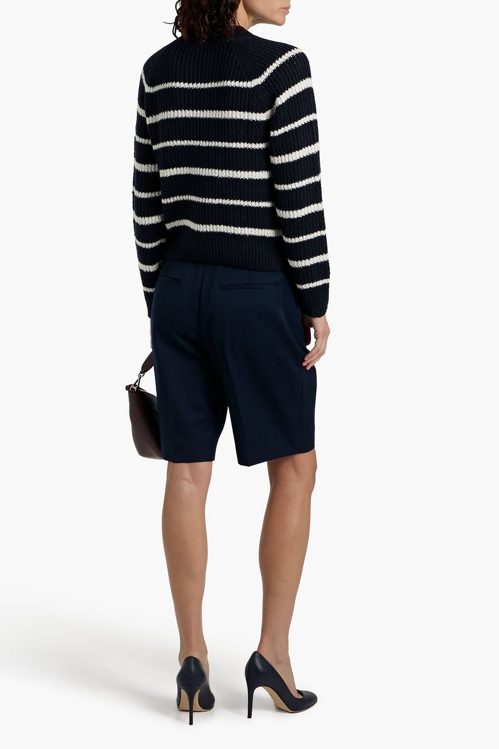 VINCE. Striped ribbed cotton-blend sweater