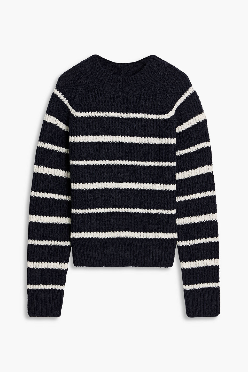 Vince Striped Ribbed Cotton-blend Sweater In Blue