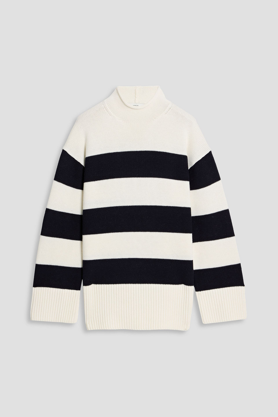 Vince Gestreifter Rollkragenpullover Aus Einer Woll-baumwollmischung In Multi