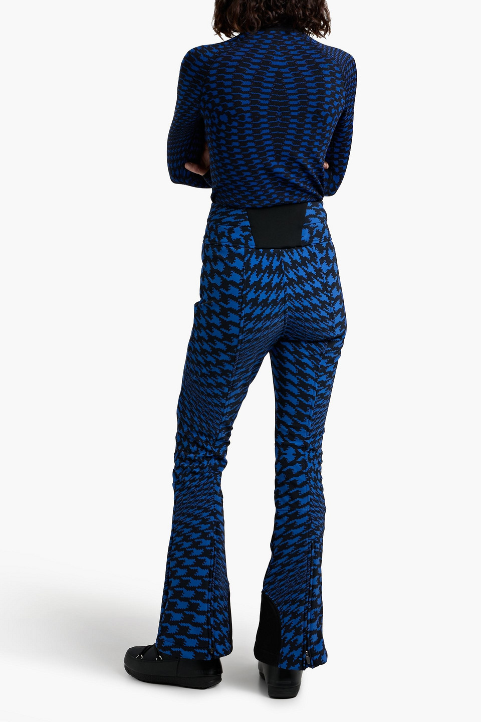 Perfect Moment Aurora Printed Softshell Flared Ski Pants In Blue