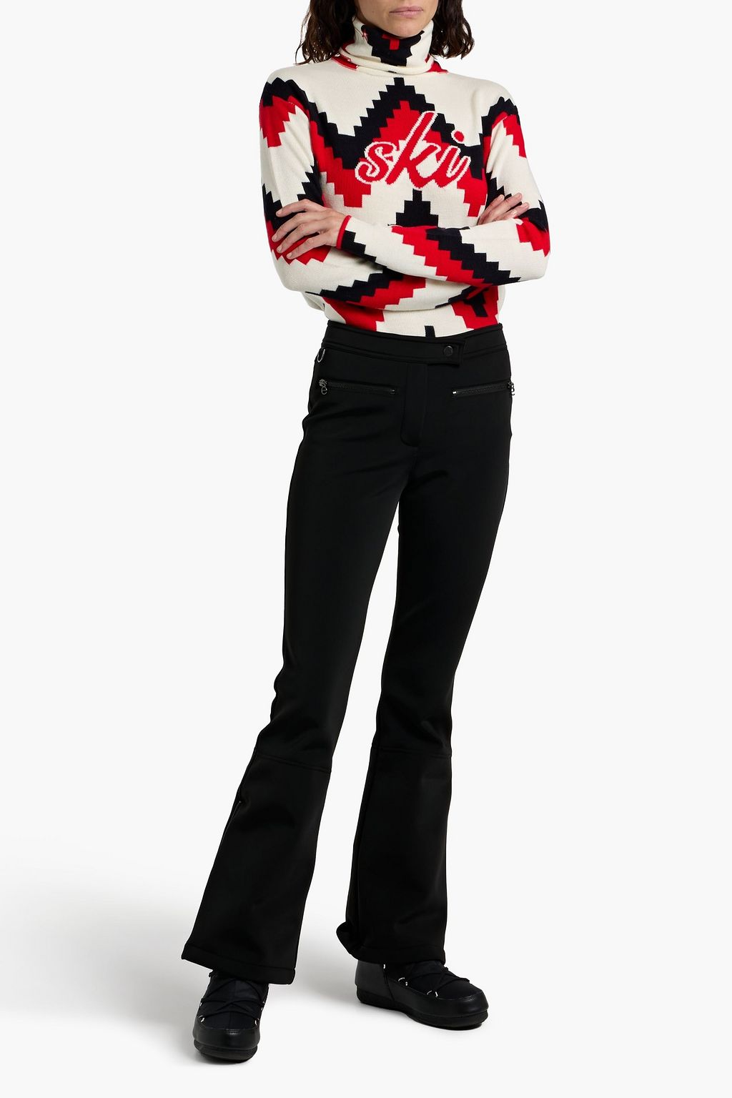PERFECT MOMENT Intarsia merino wool turtleneck sweater