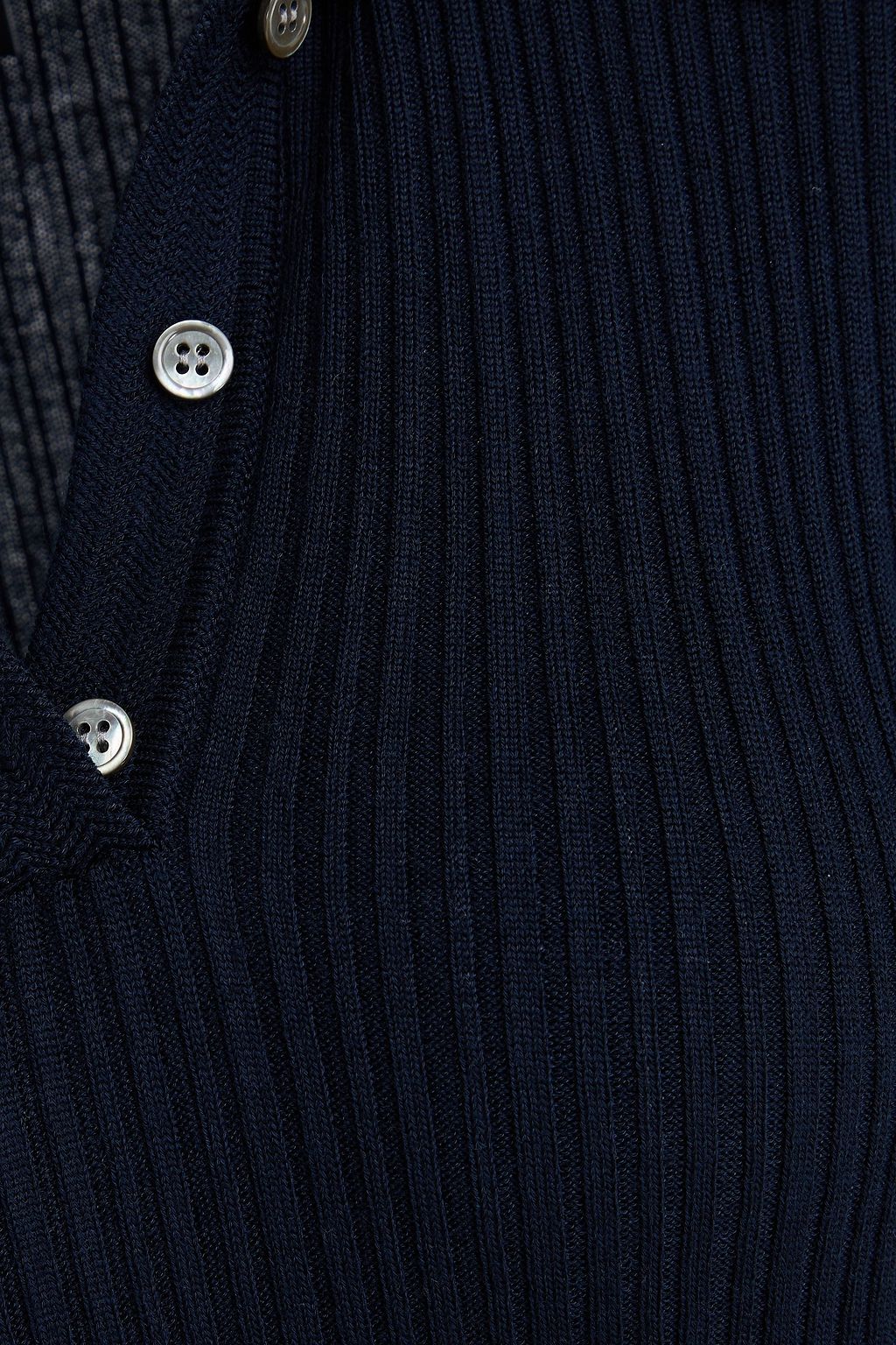 THEORY Ribbed-knit polo sweater