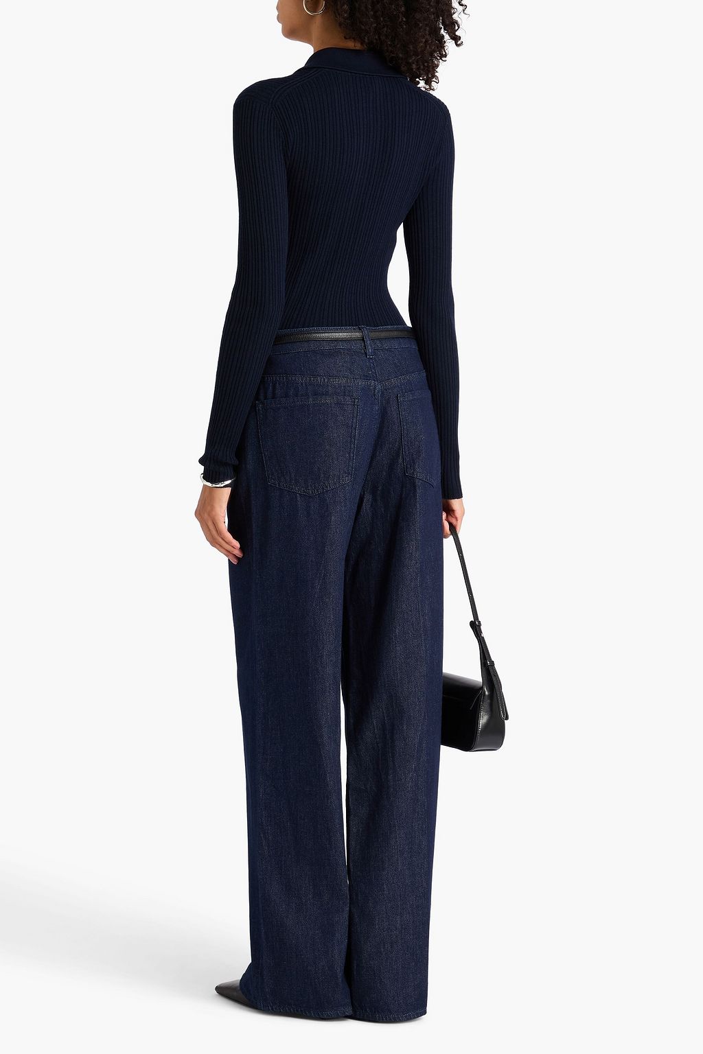 THEORY Ribbed-knit polo sweater