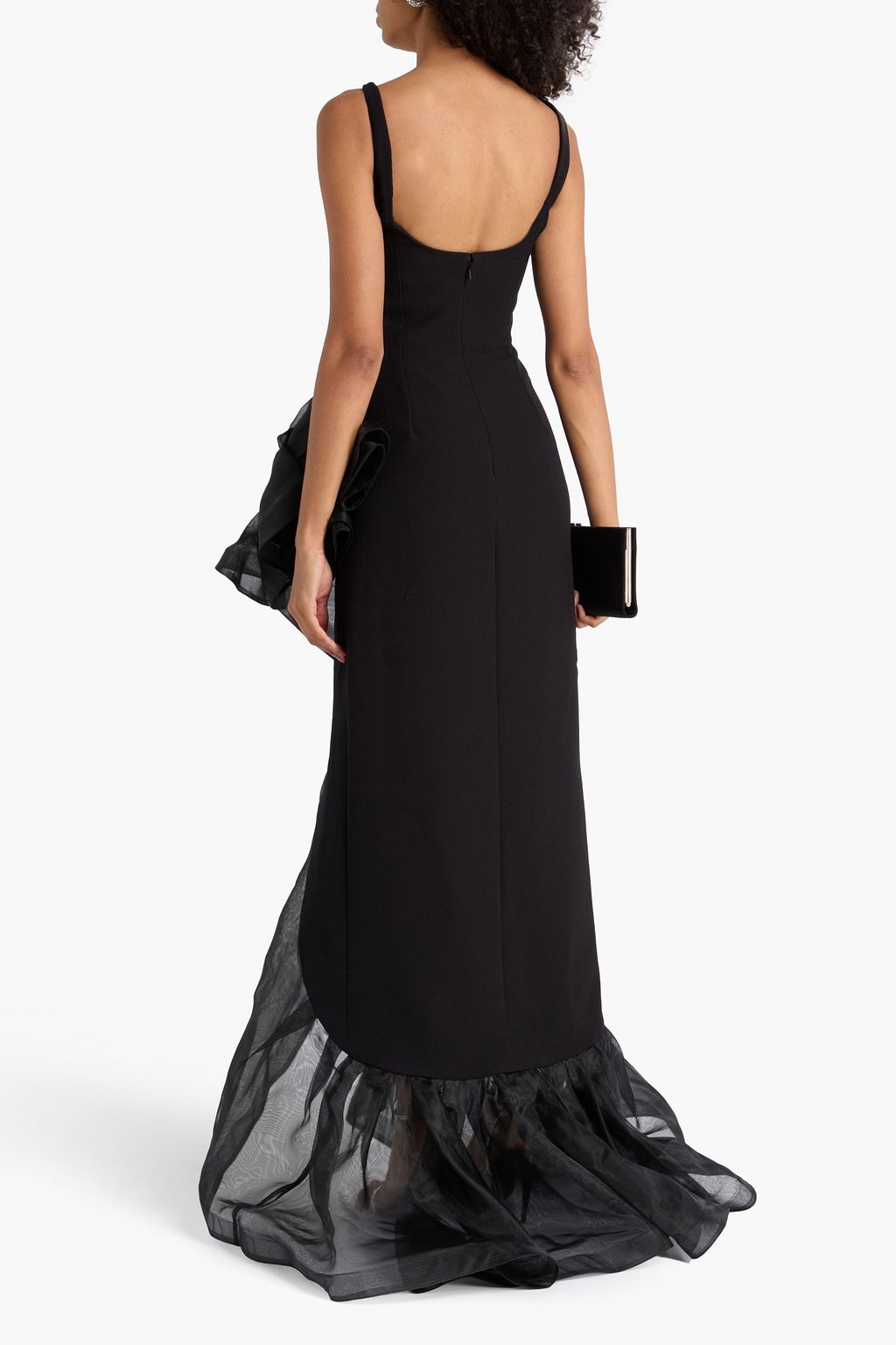 SAFIYAA فستان سهرة "ديري" من الكريب والأورغنزا مكشكش