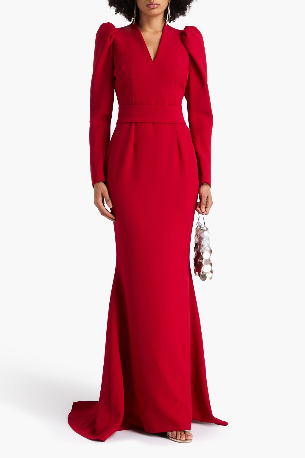 SAFIYAA Tonya belted crepe gown