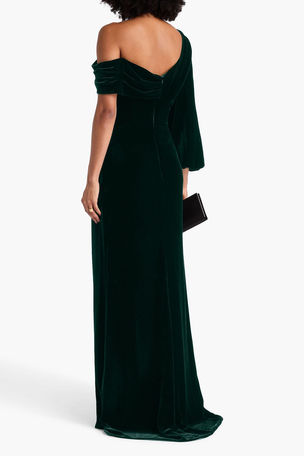 COSTARELLOS Off-the-shoulder draped velvet gown