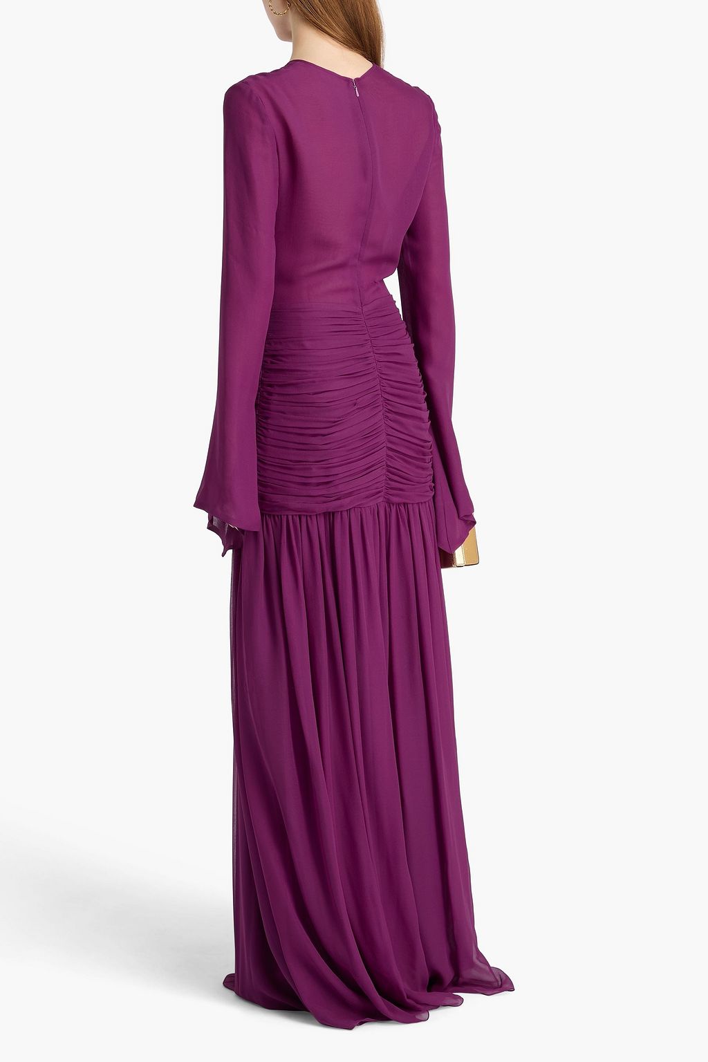 COSTARELLOS Cutout silk-chiffon gown