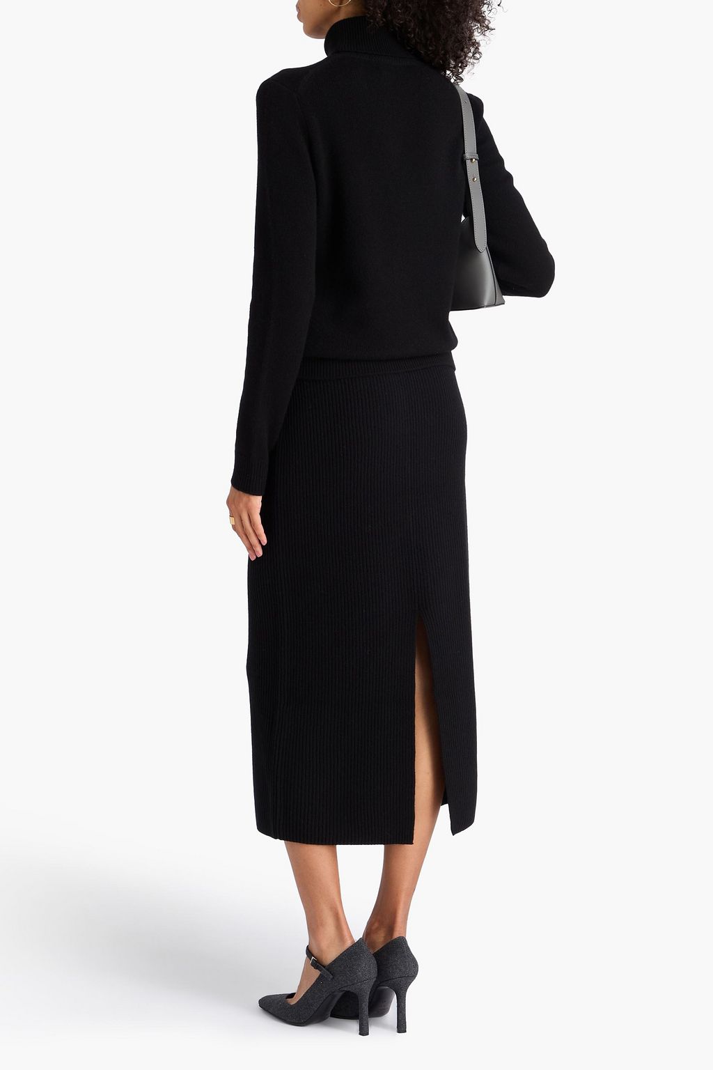 THEORY Ribbed wool and cashmere-blend midi skirt