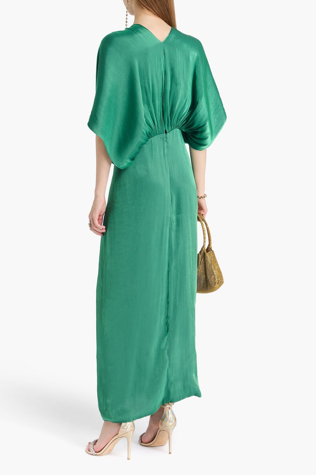 COSTARELLOS Twisted metallic georgette maxi dress