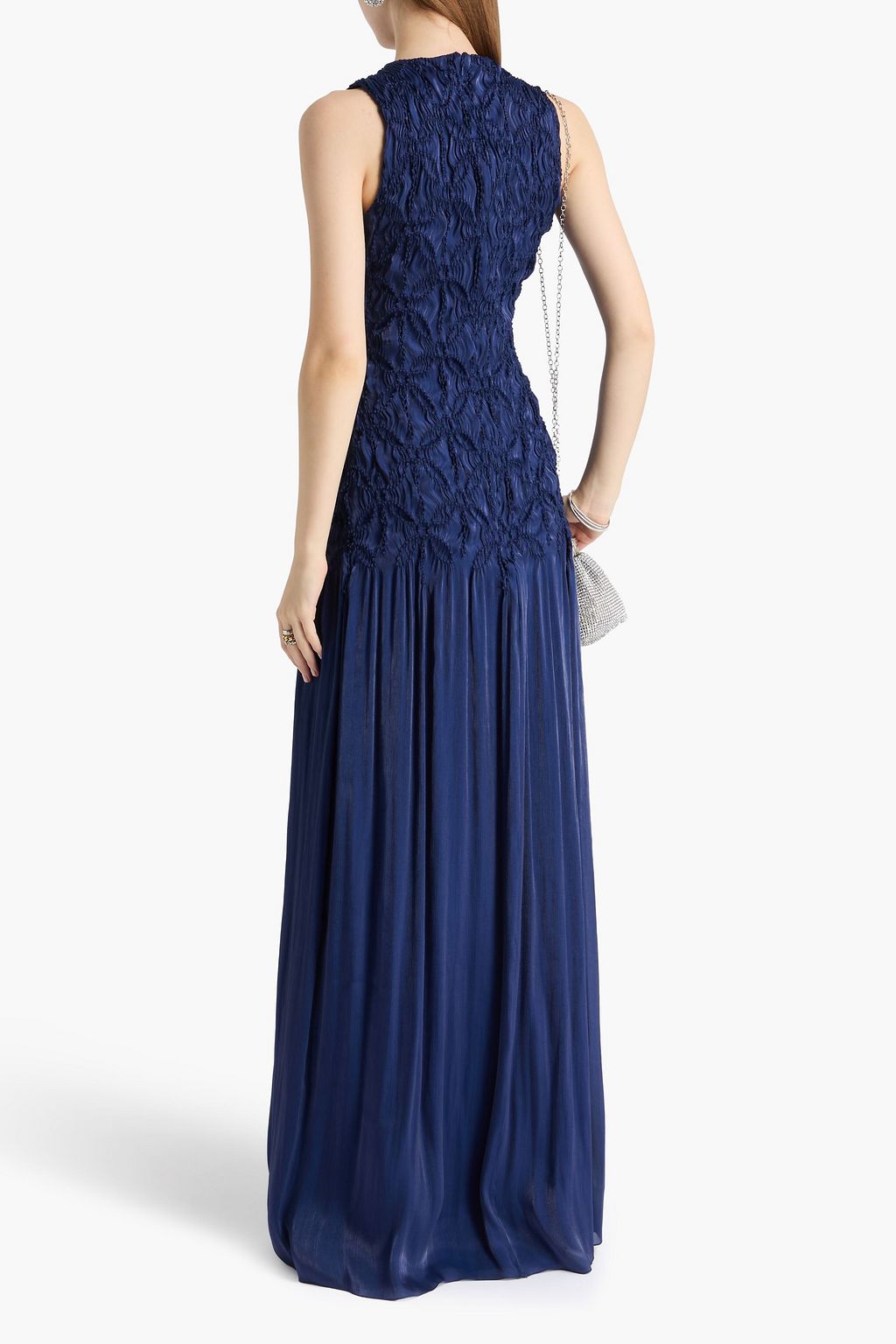 COSTARELLOS Smocked georgette gown