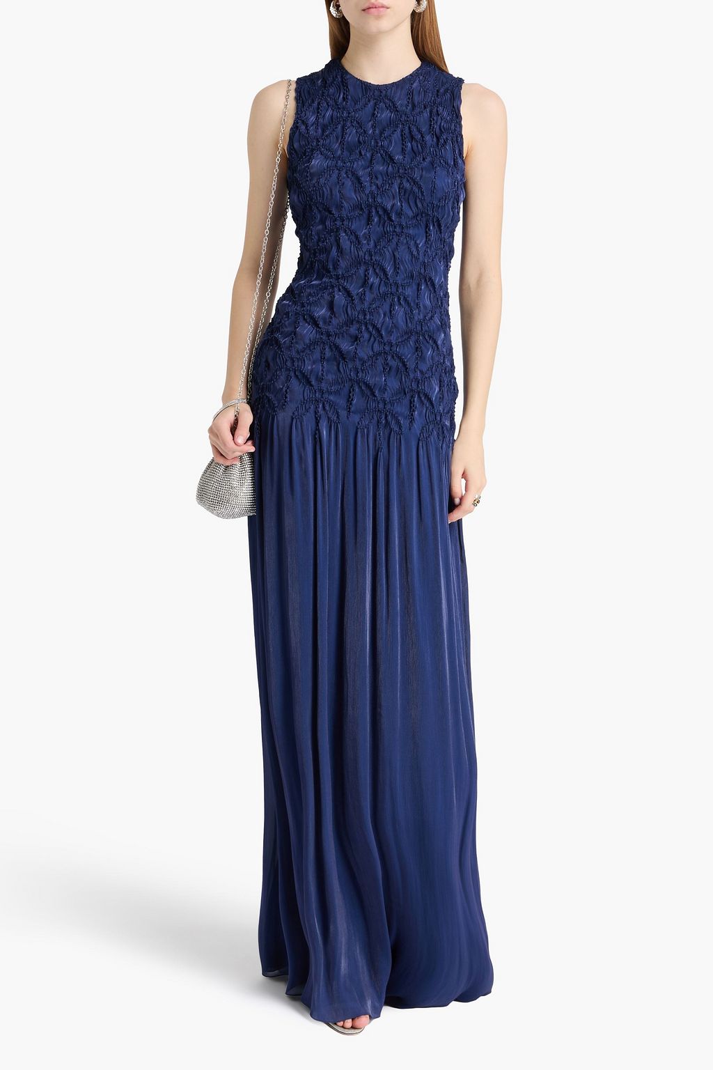 COSTARELLOS Smocked georgette gown