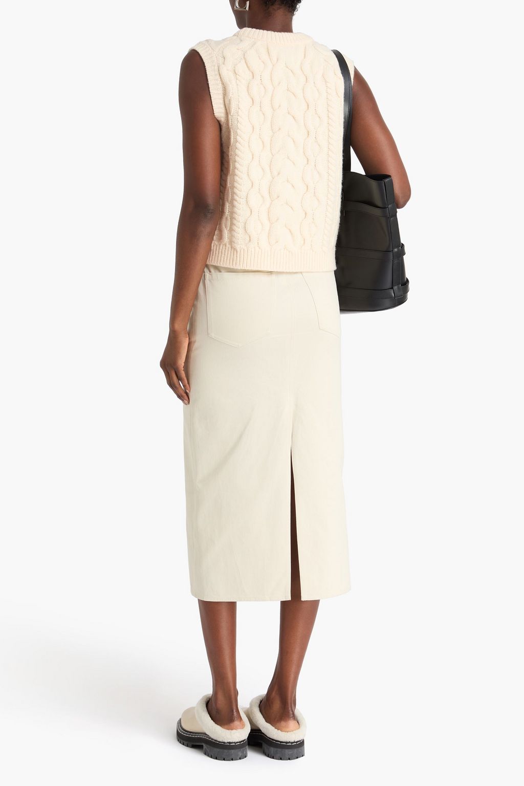 THEORY Cable-knit wool and cashmere-blend vest