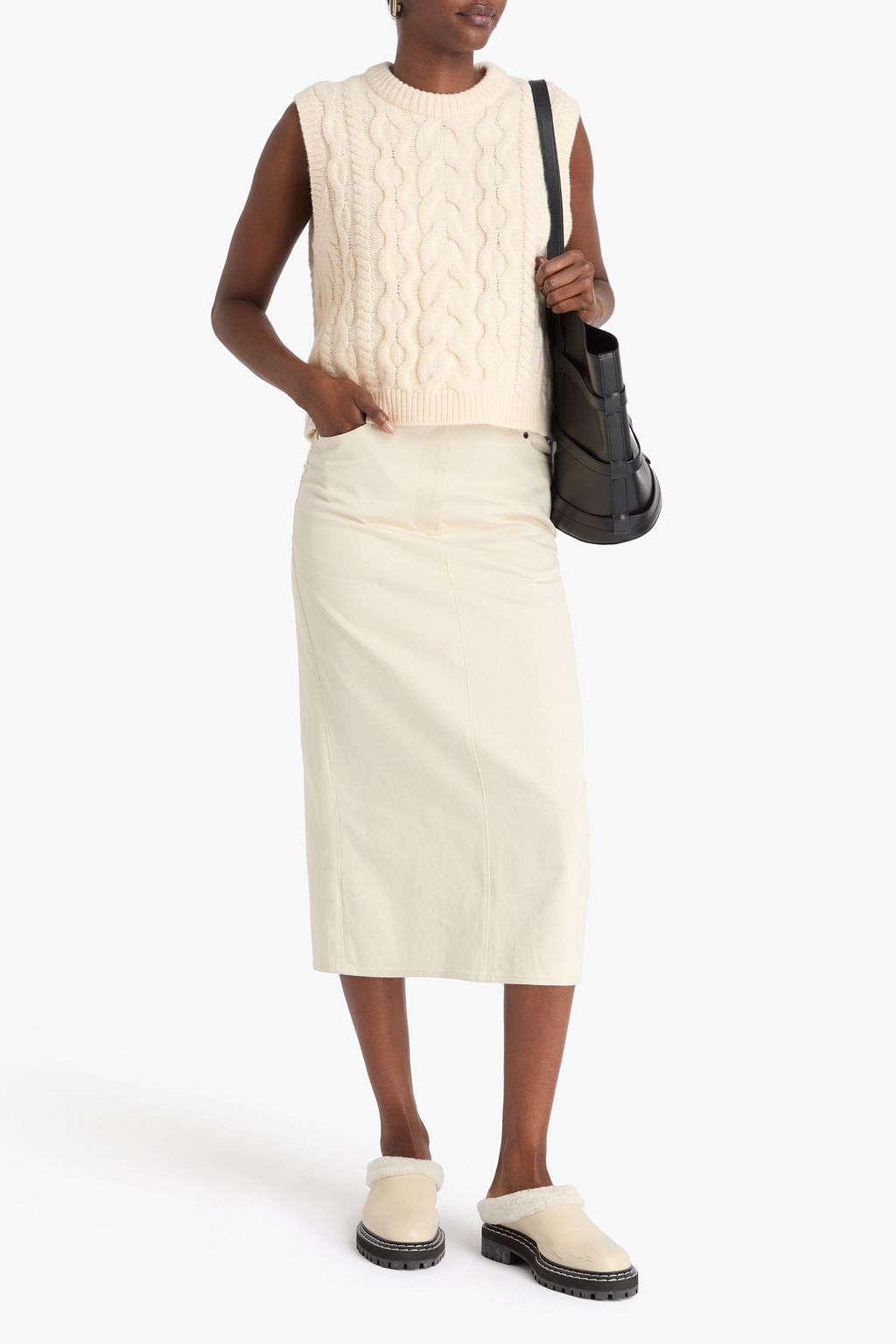 THEORY Cable-knit wool and cashmere-blend vest
