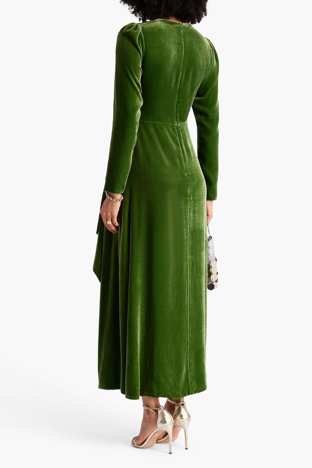COSTARELLOS Draped velvet maxi dress