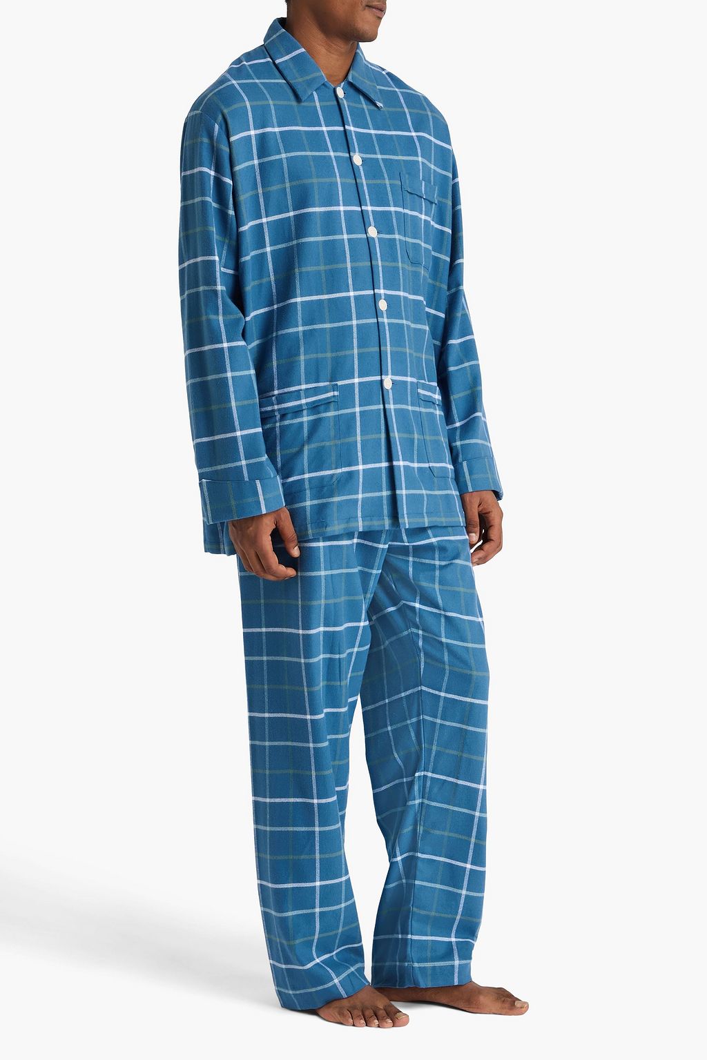DEREK ROSE Checked cotton-flannel pajama set