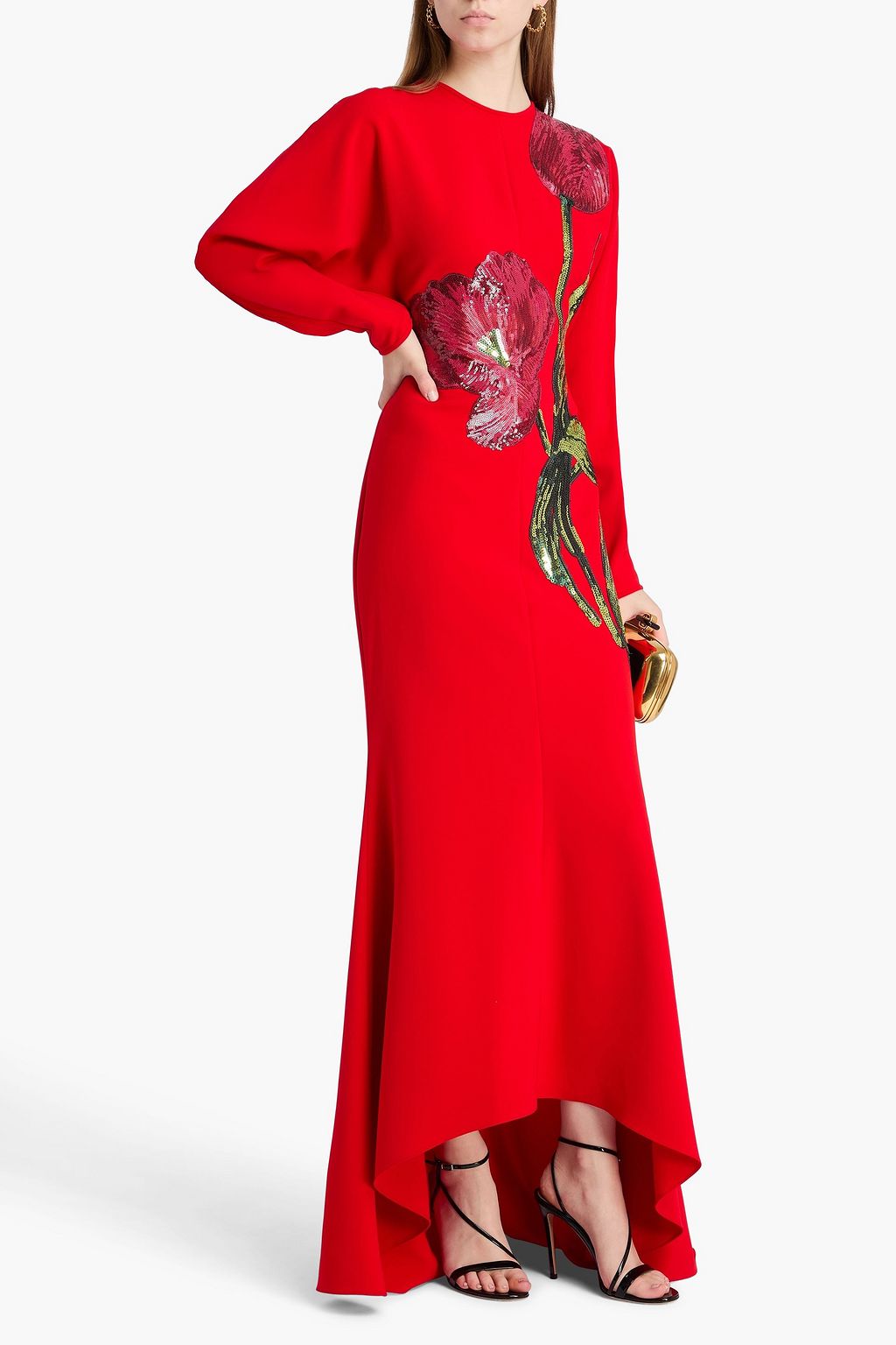 COSTARELLOS Sequin-embellished crepe gown
