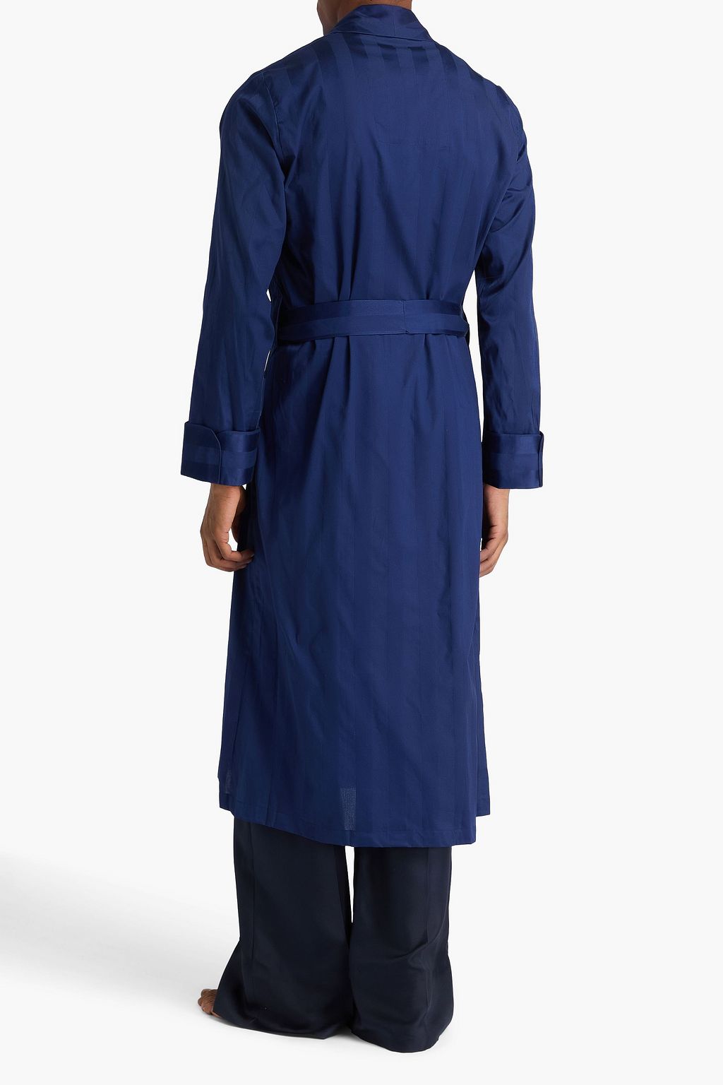 DEREK ROSE Striped cotton robe