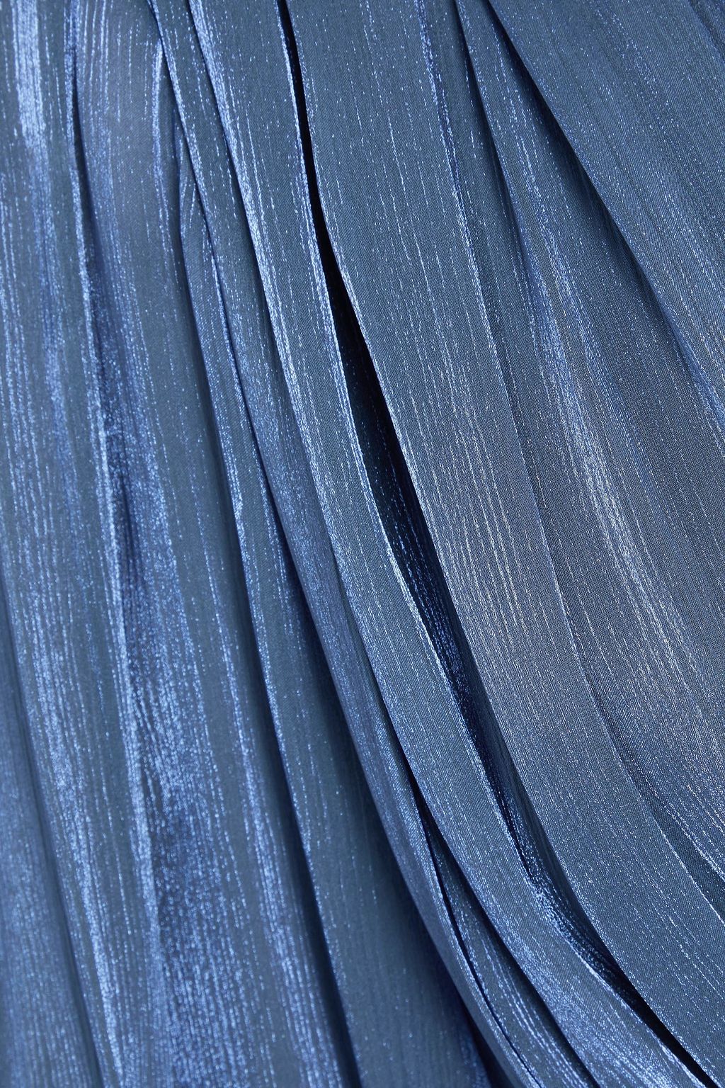 COSTARELLOS Belted metallic georgette maxi dress