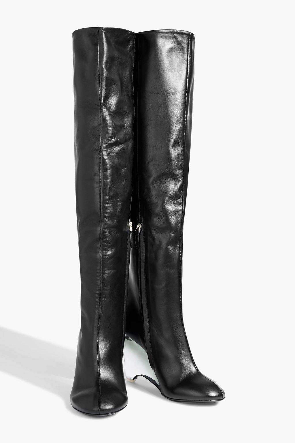 ALAÏA Leather wedge over-the-knee boots
