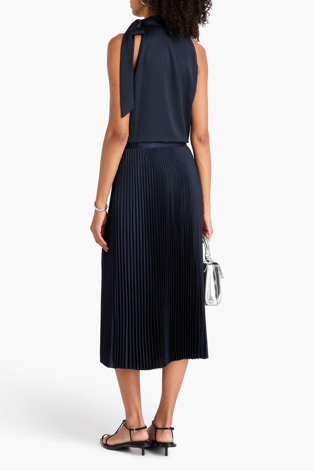 THEORY Pussy-bow crepe de chine top
