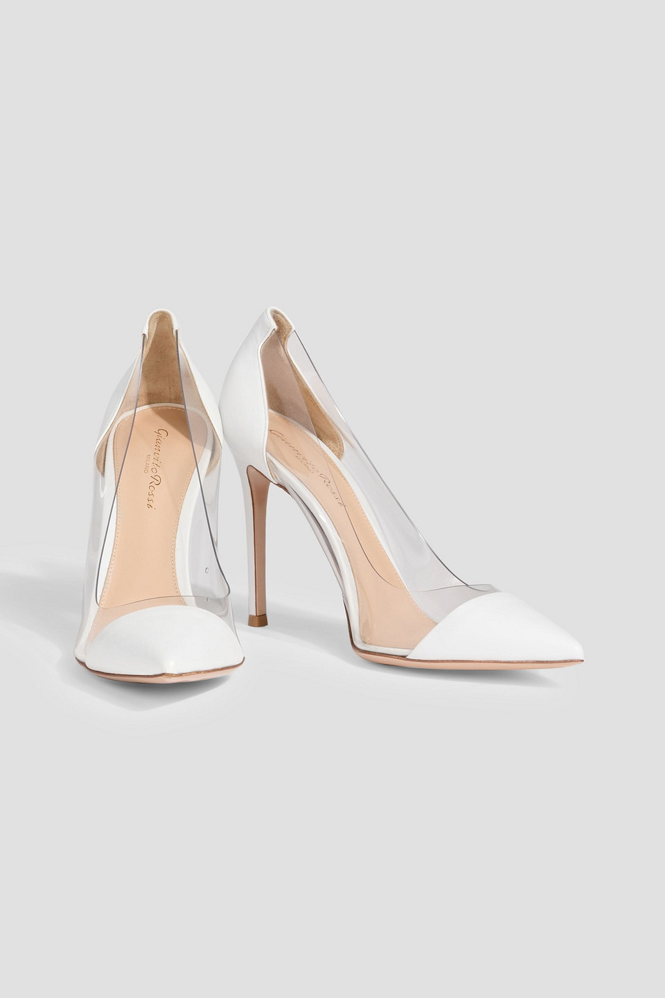 Gianvito Rossi Plexi Leather And Pvc Pumps In White
