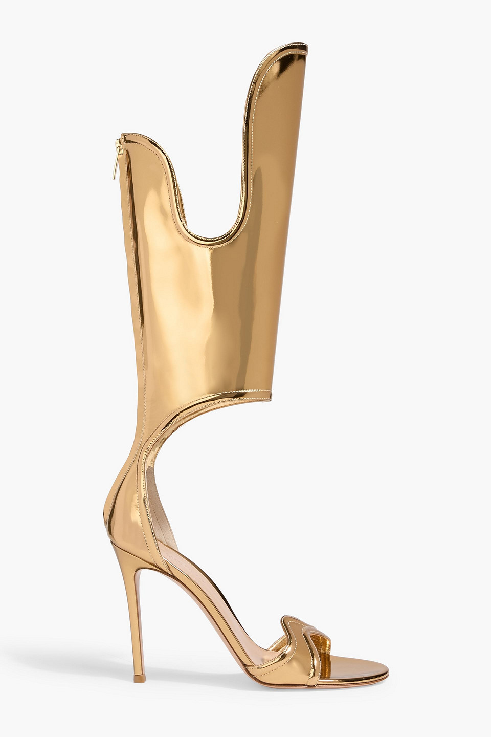 Gianvito Rossi Lucrezia Mirrored-leather Sandals In Gold