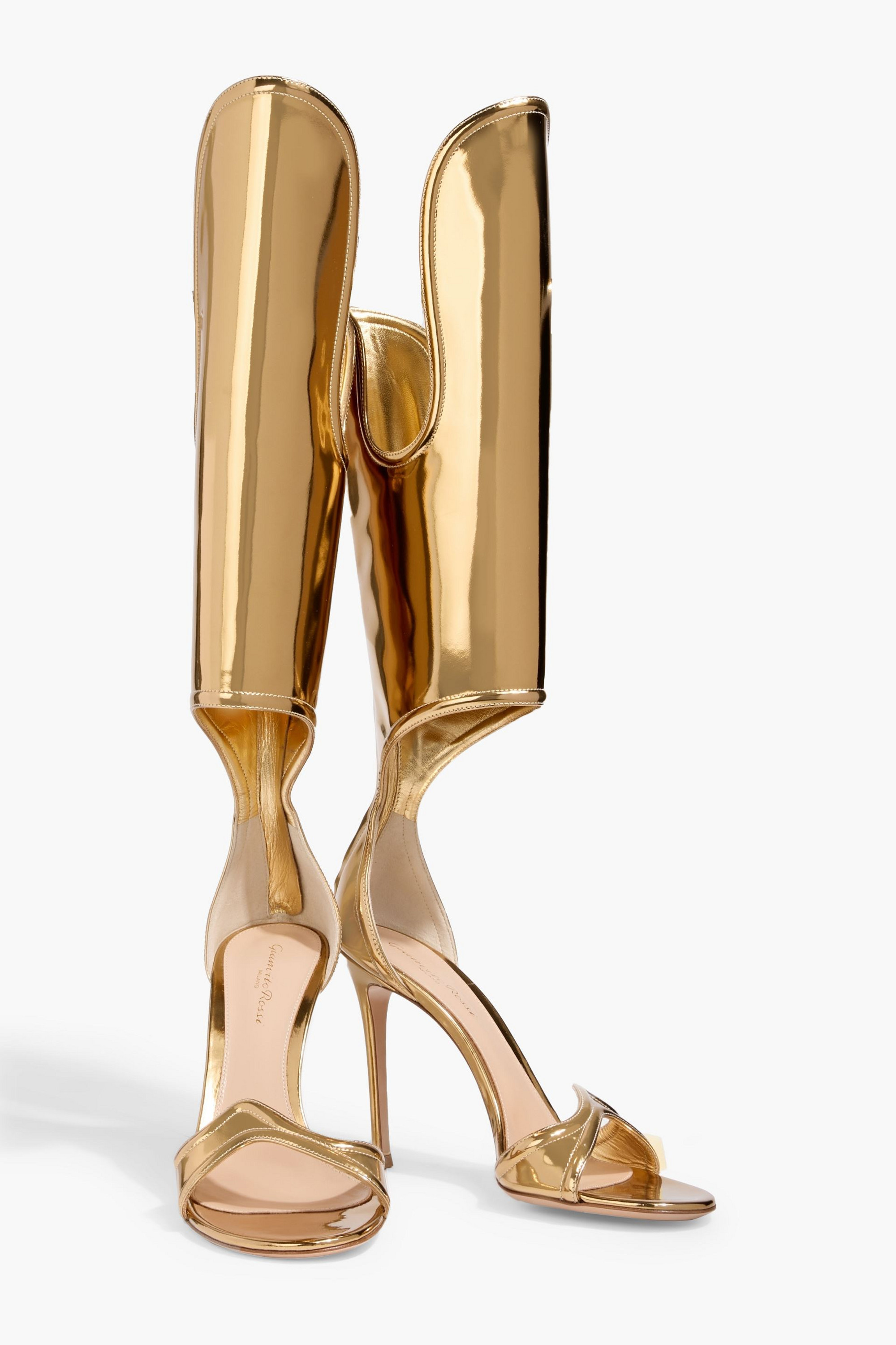 GIANVITO ROSSI Lucrezia mirrored-leather sandals thumbnail