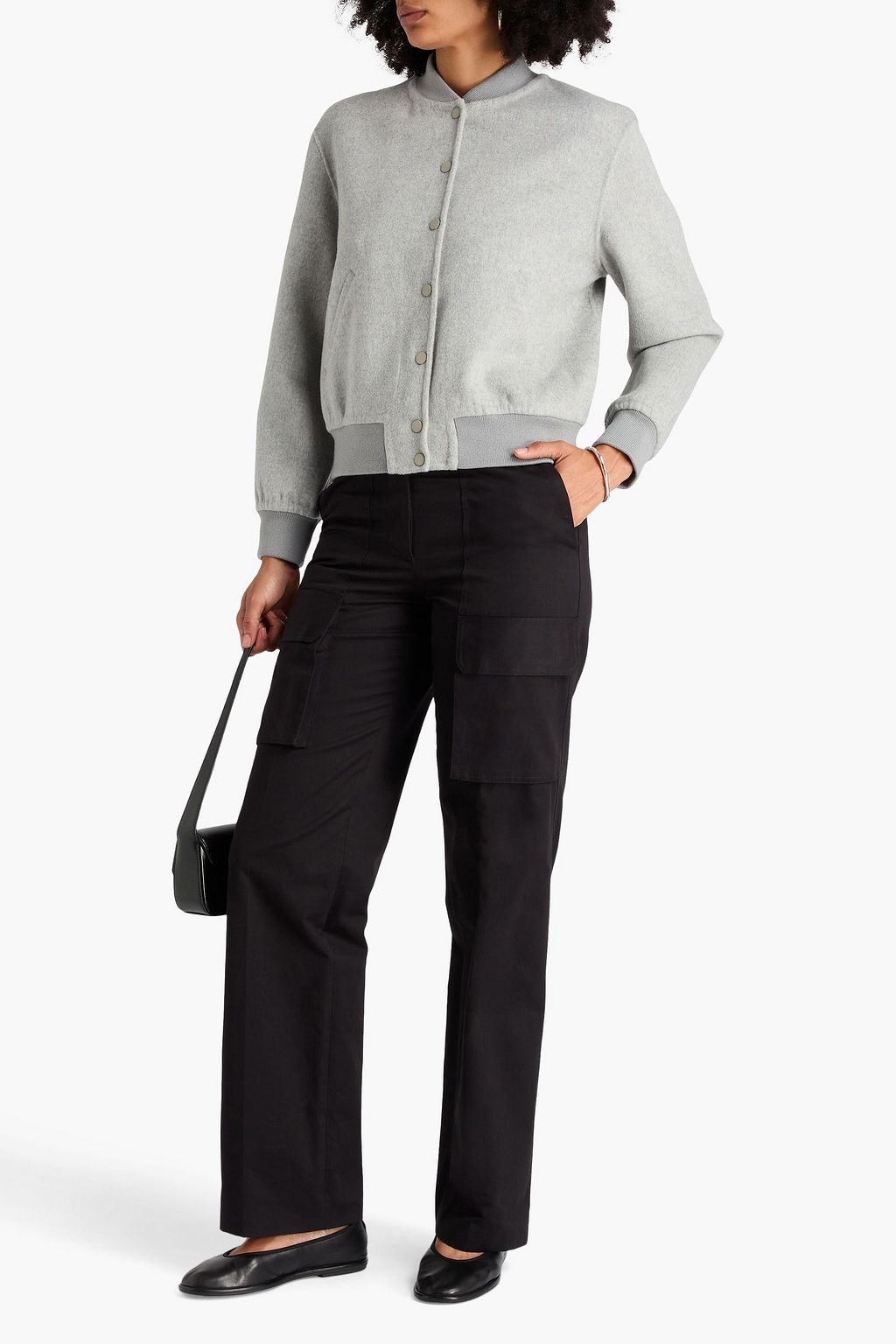 THEORY Wool and cashmere-blend felt bomber jacket