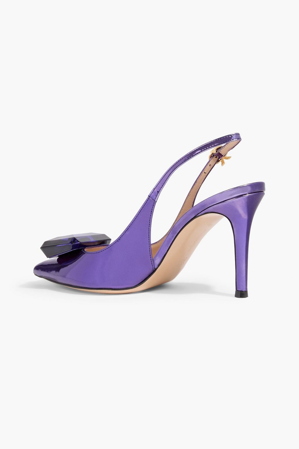 GIANVITO ROSSI Jaipur crystal-embellished mirrored-leather slingback pumps