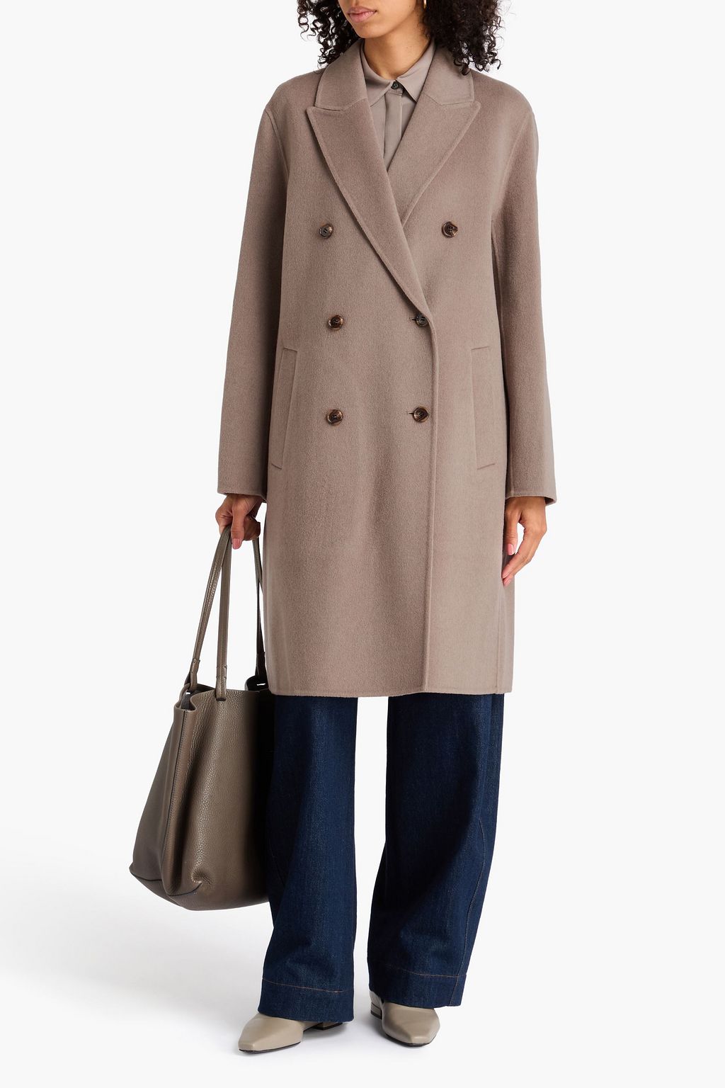 THEORY Double-breasted wool and cashmere-blend felt coat