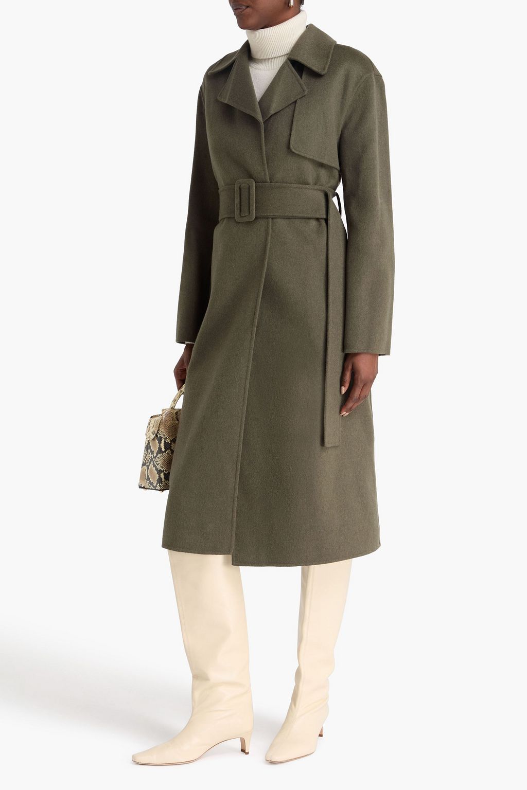 THEORY Belted brushed wool and cashmere-blend felt coat