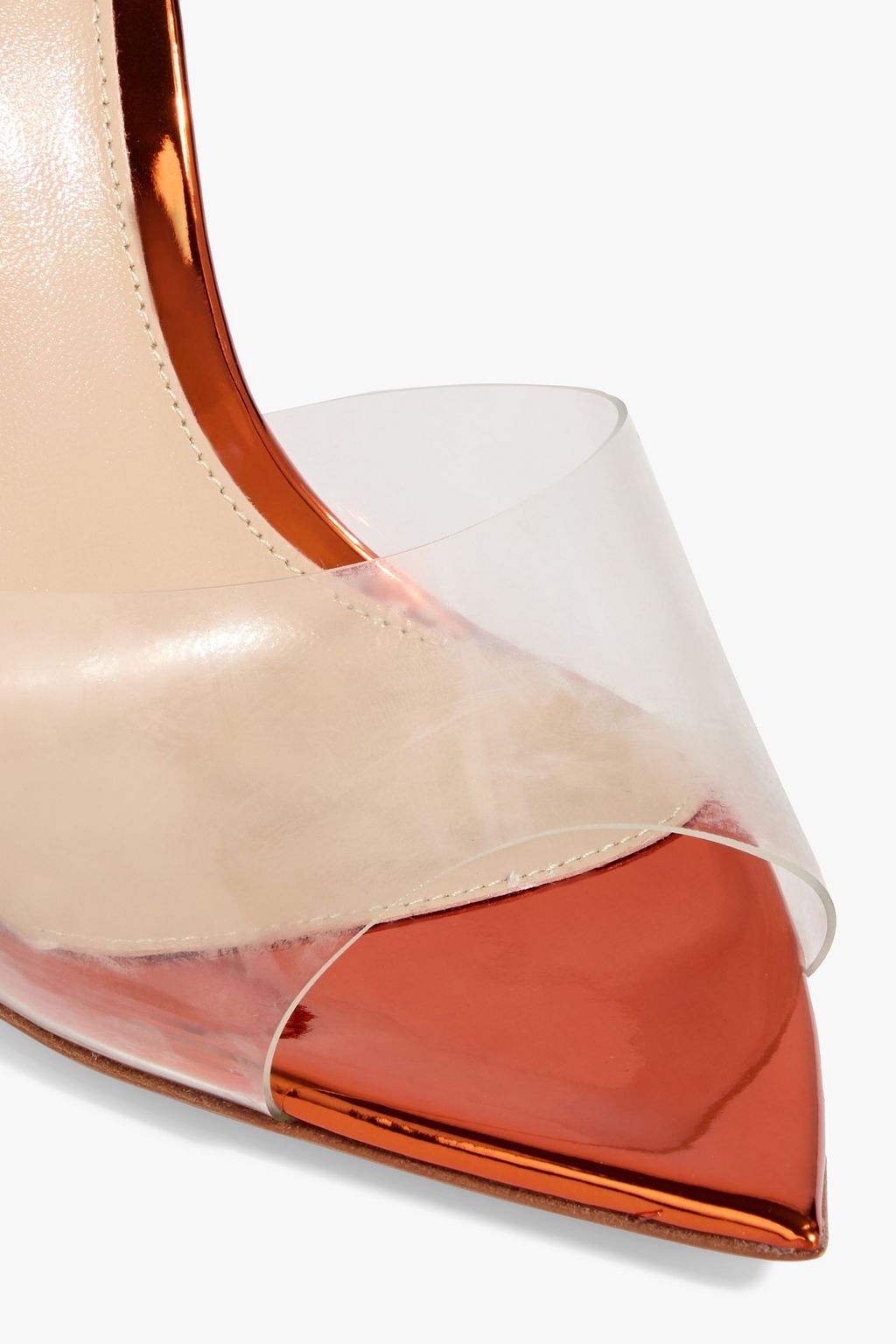 GIANVITO ROSSI Elle mirrored-leather and PVC mules